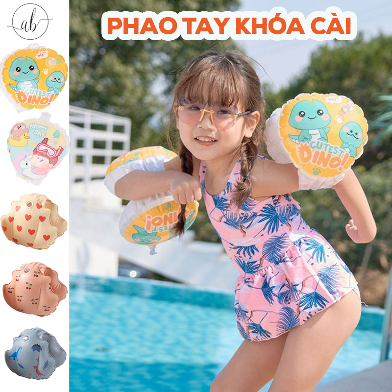 Phao tay cho bé khóa cài thuận tiện, phao bơi, phao tay tập bơi trẻ em và người lớn cao cấp dầy dặn, an toàn - Anbella