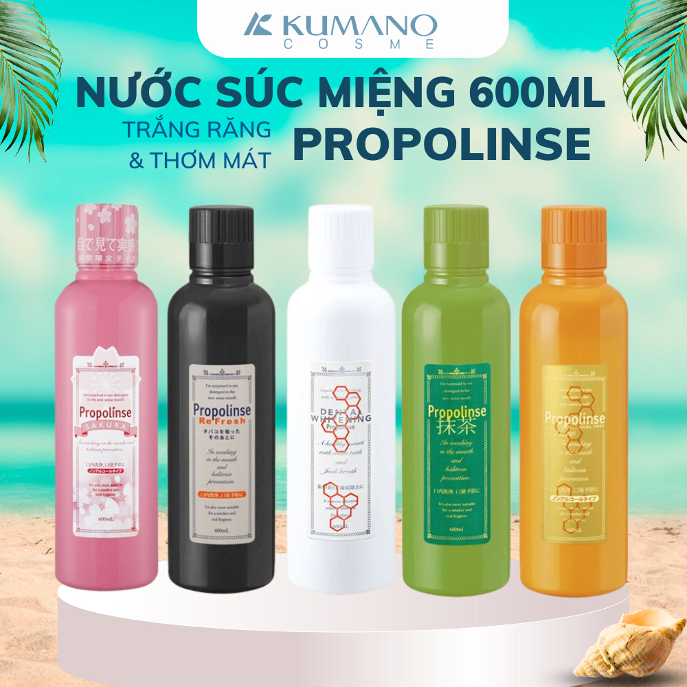 Nước súc miệng Propolinse Nhật Bản giúp làm sạch, giảm mảng bám, ngừa hôi miệng 600ml - Kumano Cosme