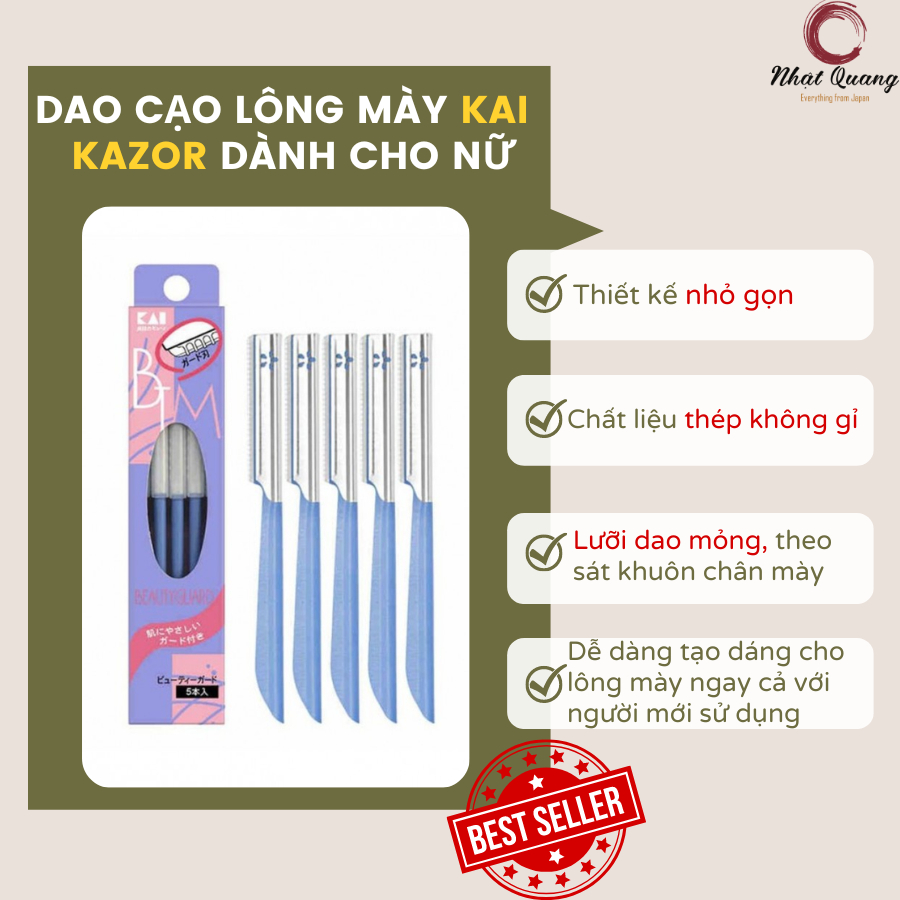 Dao cạo lông mặt lông mày Nhật Bản Kai Beauty lưỡi dao trơn