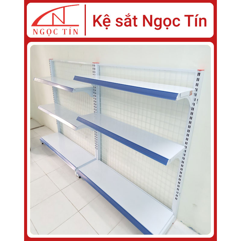 Ngọc Tín - Kệ siêu thị đơn C1200xR400xD900 (mm),3 tầng hàng dày bảo hành 24 tháng