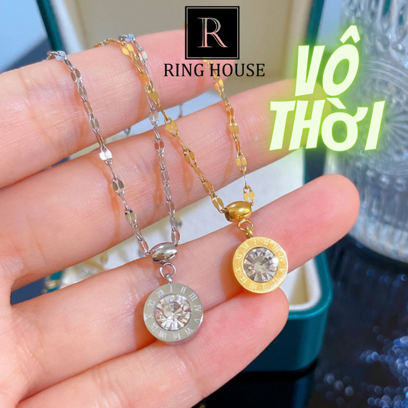 (Titan) N92 Dây chuyền nữ titan không đen vô thời mặt ngọc