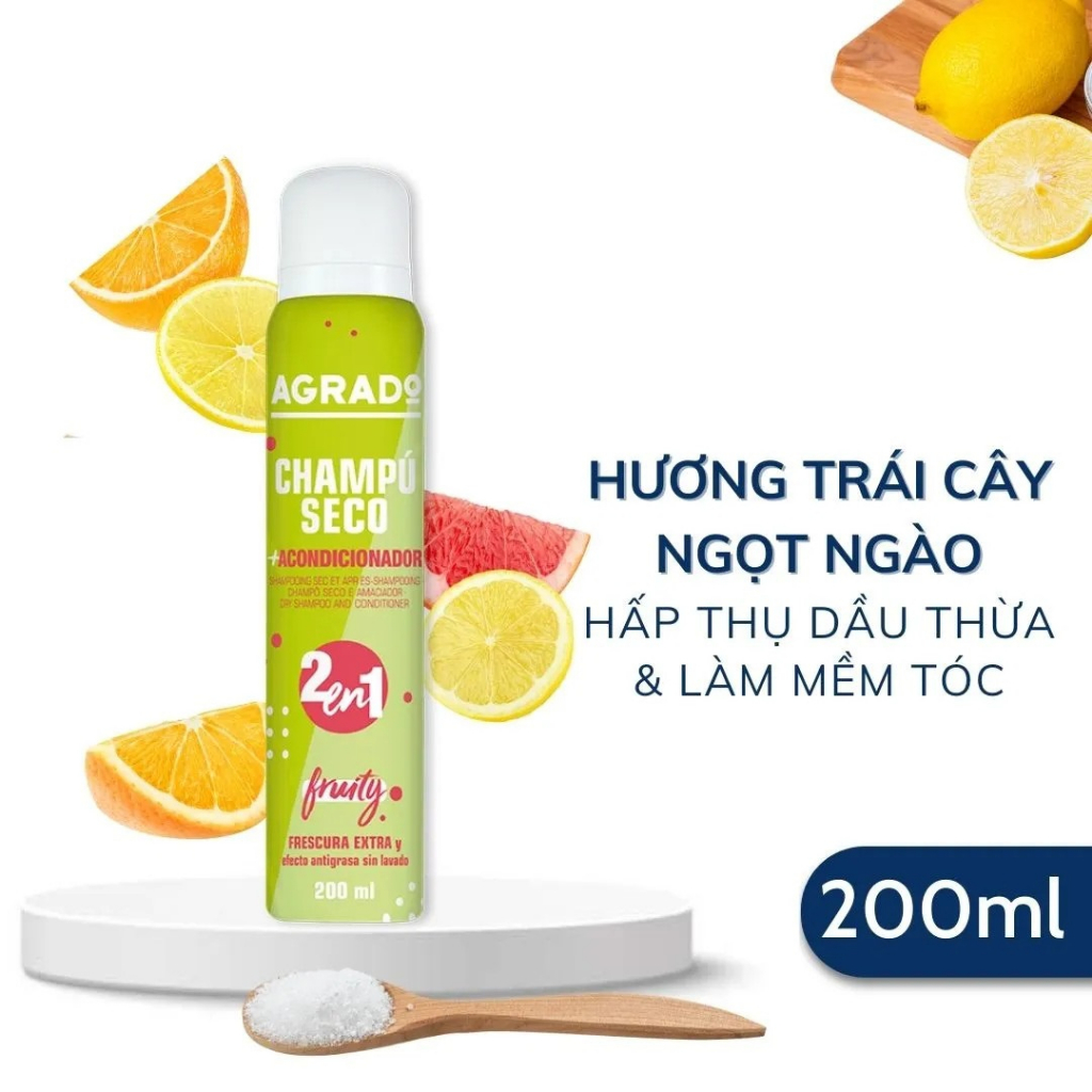 Dầu Gội Khô Hương Trái Cây Ngọt Ngào Agrado Fruity 200ml - XANH LÁ