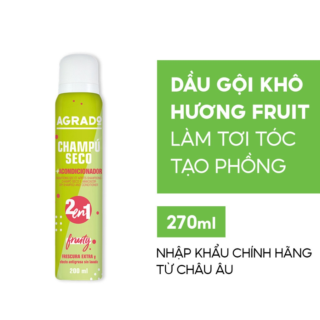 Dầu gội khô Agrado Champu Seco Dry Shampoo And Conditioner 2IN1 200ml