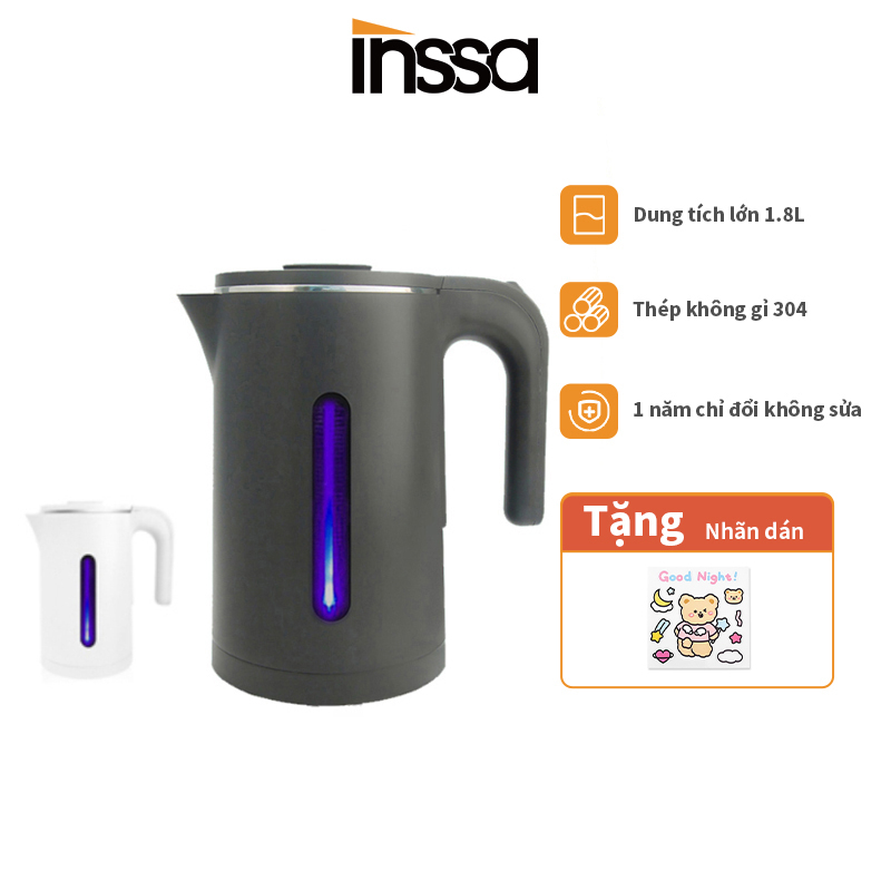 INSSA Ấm đun nước siêu tốc , lớp cách nhiệt chống bỏng, tự ngắt khi sôi