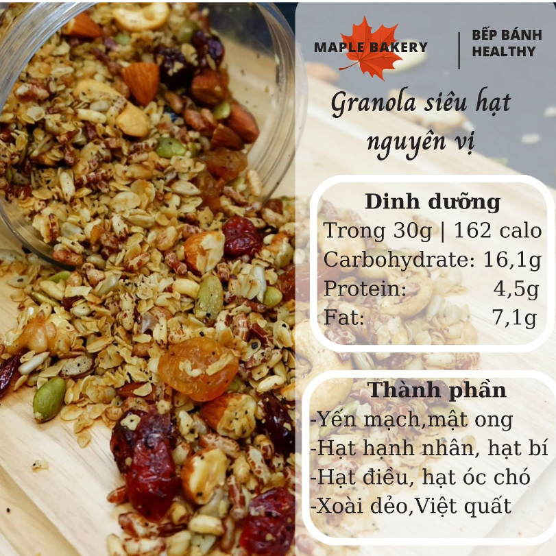 Granola healthy vị mật ong - Mix 7 loại hạt và mứt.
