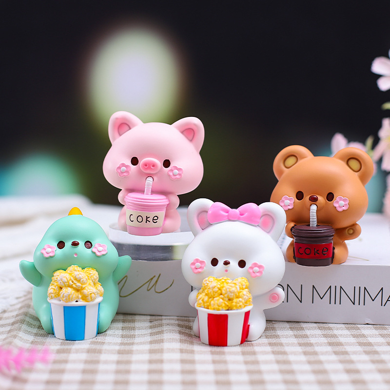 Mô hình tiểu cảnh Thú xem phim Ráp nhiều kiểu dáng dễ thương dùng làm mô hình trang trí bàn học,tiểu cảnh,quà tặng