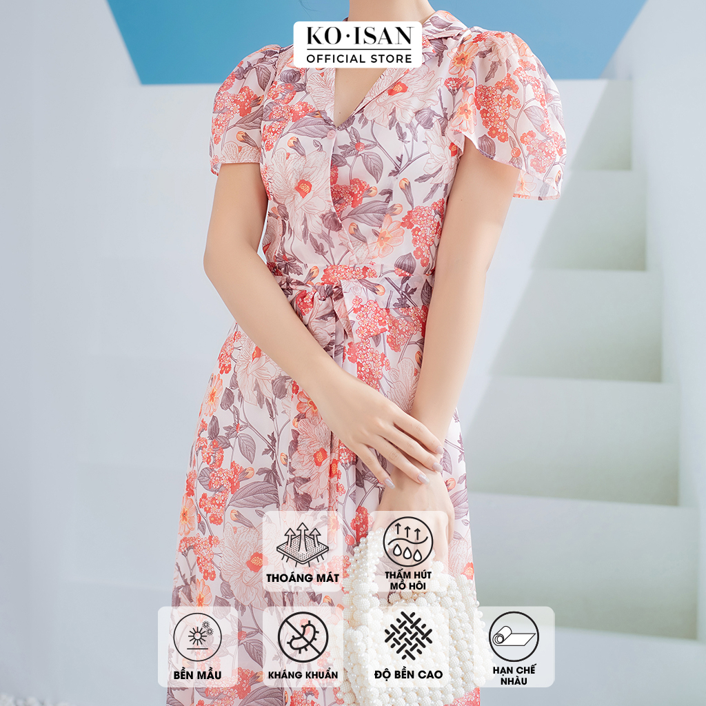 Váy đầm xòe vintage KOISAN chất liệu voan tơ thoáng mát tay loa trẻ trung S2382163