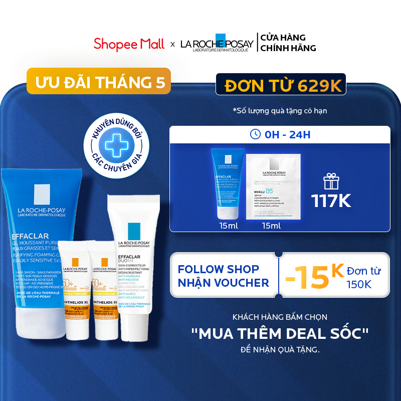 Bộ sản phẩm giảm mụn ngừa thâm hiệu quả nhau 12H Effaclar Duo(+) 7.5ml