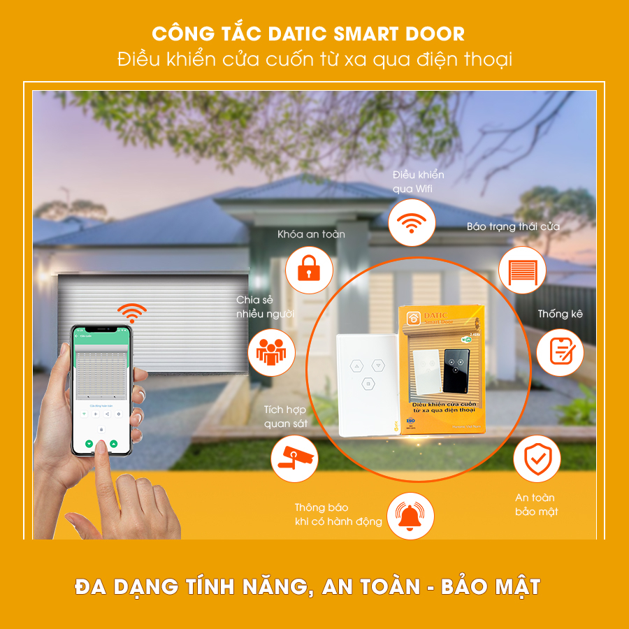 Công Tắc Cửa Cuốn Datic Smart Door Điều Khiển Từ Xa Bằng Điện Thoại, Thương Hiệu Hunonic, Hàng Việt Nam