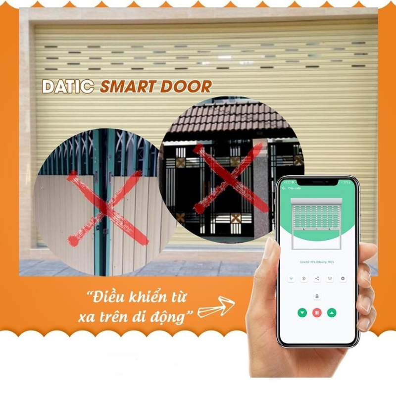 Công Tắc Cửa Cuốn Datic Smart Door Điều Khiển Từ Xa Bằng Điện Thoại, Thương Hiệu Hunonic, Hàng Việt Nam