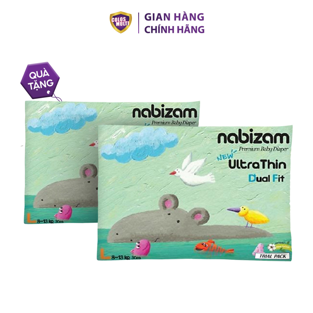 [Quà tặng không bán] Set 2 Miếng Tã/Bỉm Quần NABIZAM Ultra Thin Mỏng Vượt Trội, Chống Tràn Size L (8-13kg)