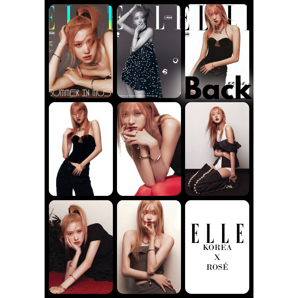 Set 8 card giấy bo góc in 2 mặt ảnh Blackpink - Rosé x ELLE 2