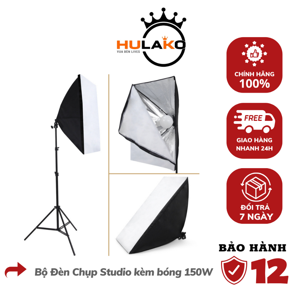 Bộ Đèn Chụp SoftBox Studio - Cung Cấp Ánh Sáng Livestream, Decor Phòng, Công Suất Lớn - Chính Hãng HULAKO