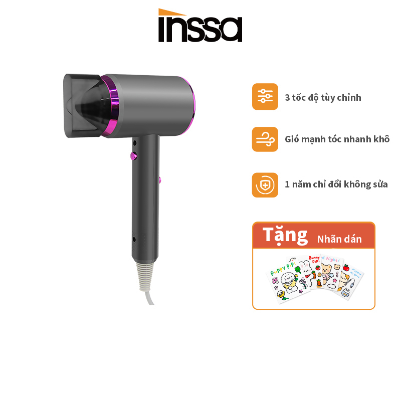INSSA Máy sấy tóc đa năng 2 kiểu gió nóng/lạnh, 3 tốc độ, tiện lợi có thể mang theo 220V