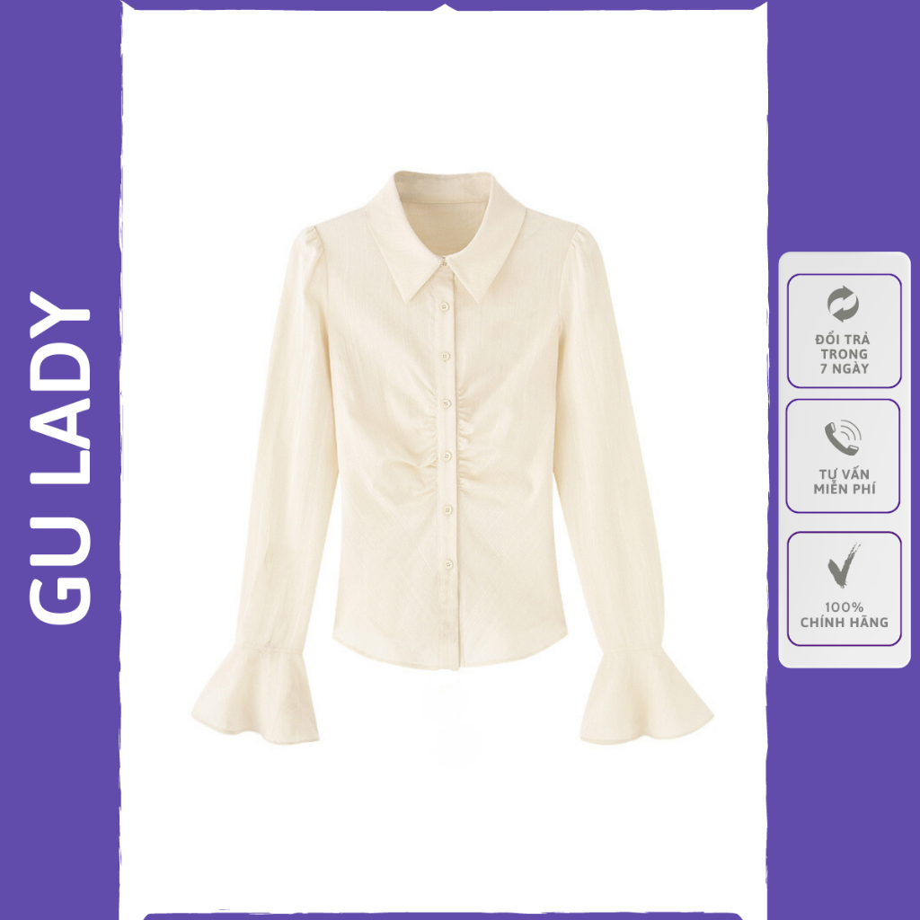 Áo Sơ Mi Tay Dài Dáng Rộng Màu Trơn Thời Trang Hàn Quốc Cổ Điển Dành Cho Nữ Gulady Sm02