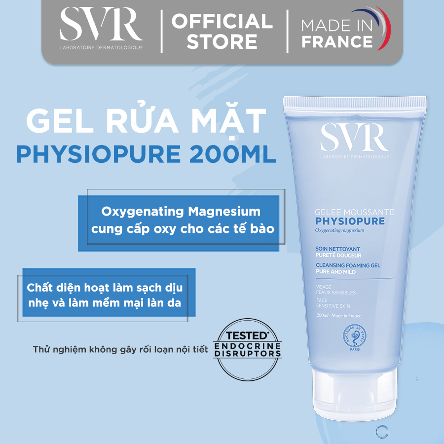 [NHẬP SVRJUL1 GIẢM 12%] Gel rửa mặt dành cho da nhạy cảm SVR PHYSIOPURE Gelee Moussante 200ml