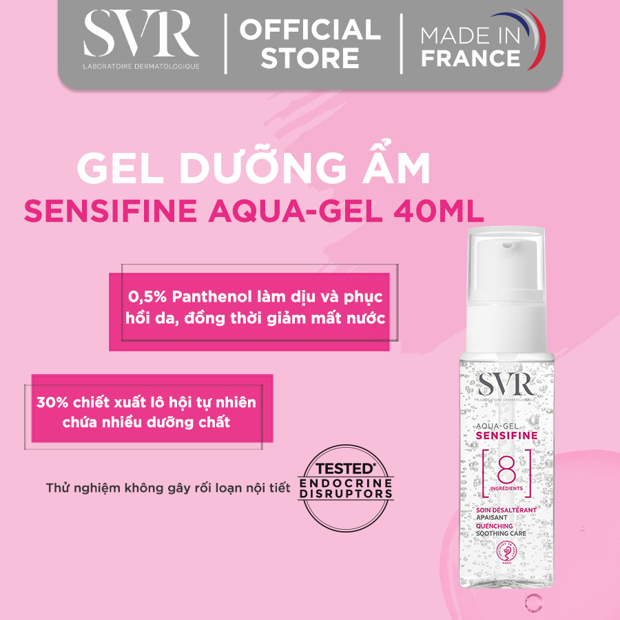 Gel dưỡng ẩm, làm dịu dành cho da nhạy cảm với công thức siêu tối giản SVR SENSIFINE AQUA-GEL 40ml