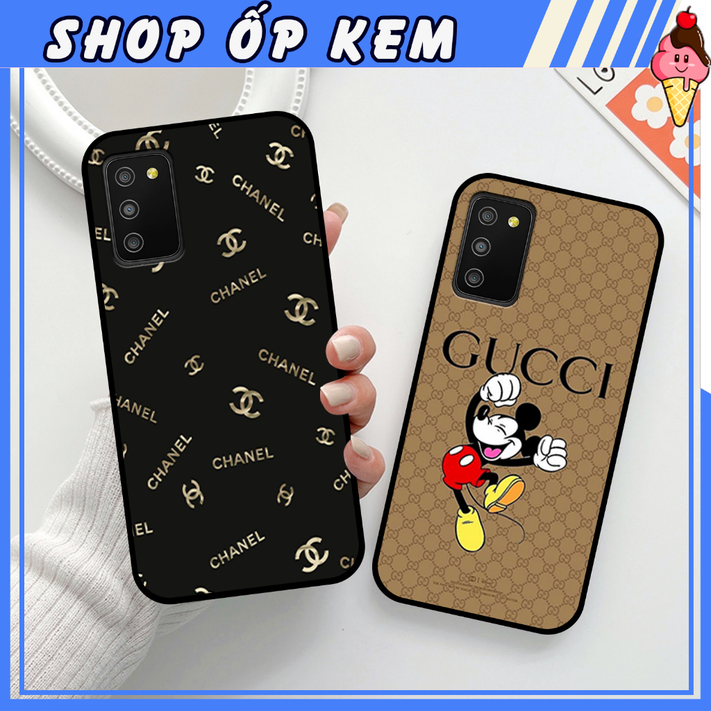 Ốp SamSung A02S - A03S IN HÌNH THƯƠNG HIỆU LV, GUCCI, HỌA TIẾT XANH BẠC SIÊU ĐẸP