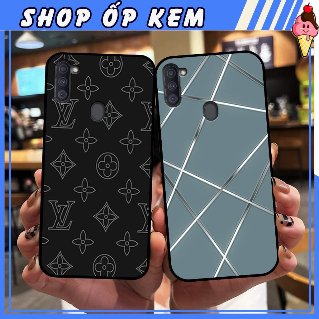 Ốp SamSung A11 IN HÌNH THƯƠNG HIỆU LV, GUCCI, HỌA TIẾT XANH BẠC SIÊU ĐẸP