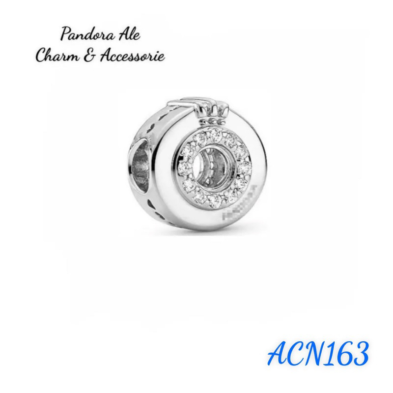 PAN ALE CHARM XỎ NGANG VƯƠNG MIỆN ĐÍNH ĐÁ TRẮNG GIỮA BẠC S925