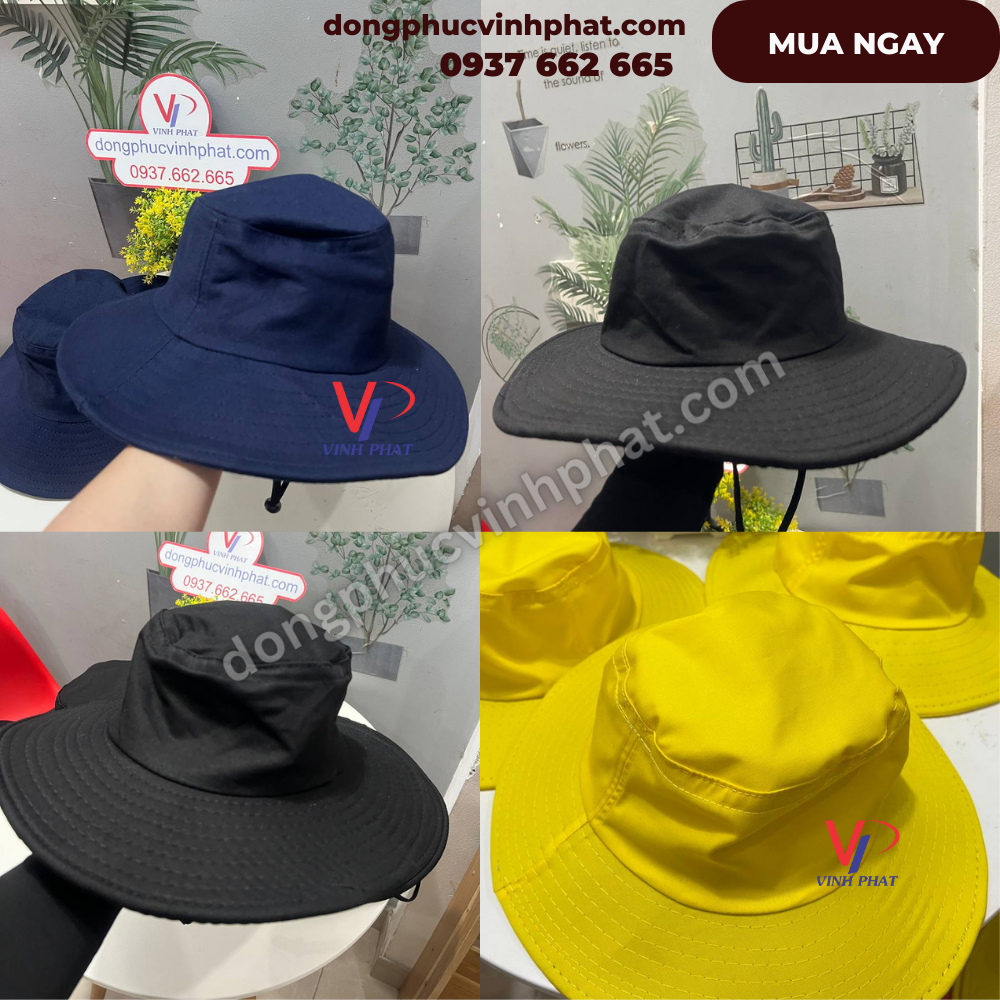 Nón Tai Bèo Trơn Đủ Màu  Dành Cho Người Lớn Vải Kaki Cotton - Hình Thật