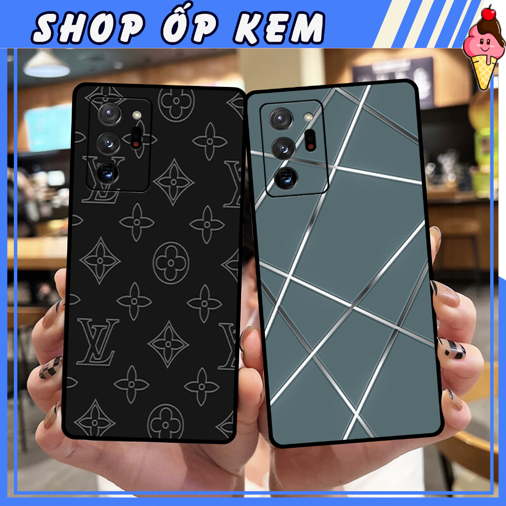 Ốp SamSung Note 20 - Note 20 Ultra - Note 20 Ultra 5G IN HÌNH THƯƠNG HIỆU LV, GUCCI, HỌA TIẾT XANH BẠC SIÊU ĐẸP