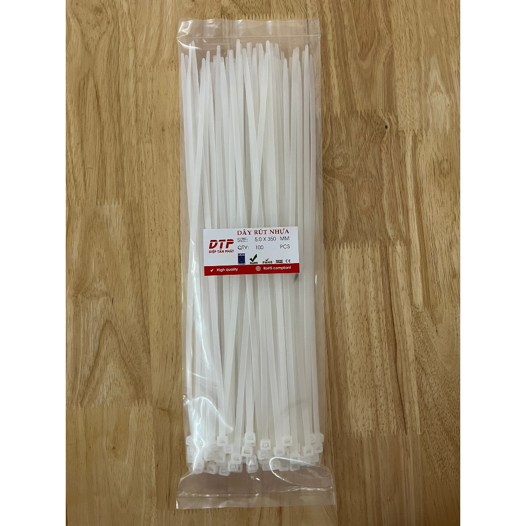 Dây rút nhựa, dây thít nhựa Diệp Tấn Phát: 5.0x400mm (40cm) một bịch 100 sợi đủ