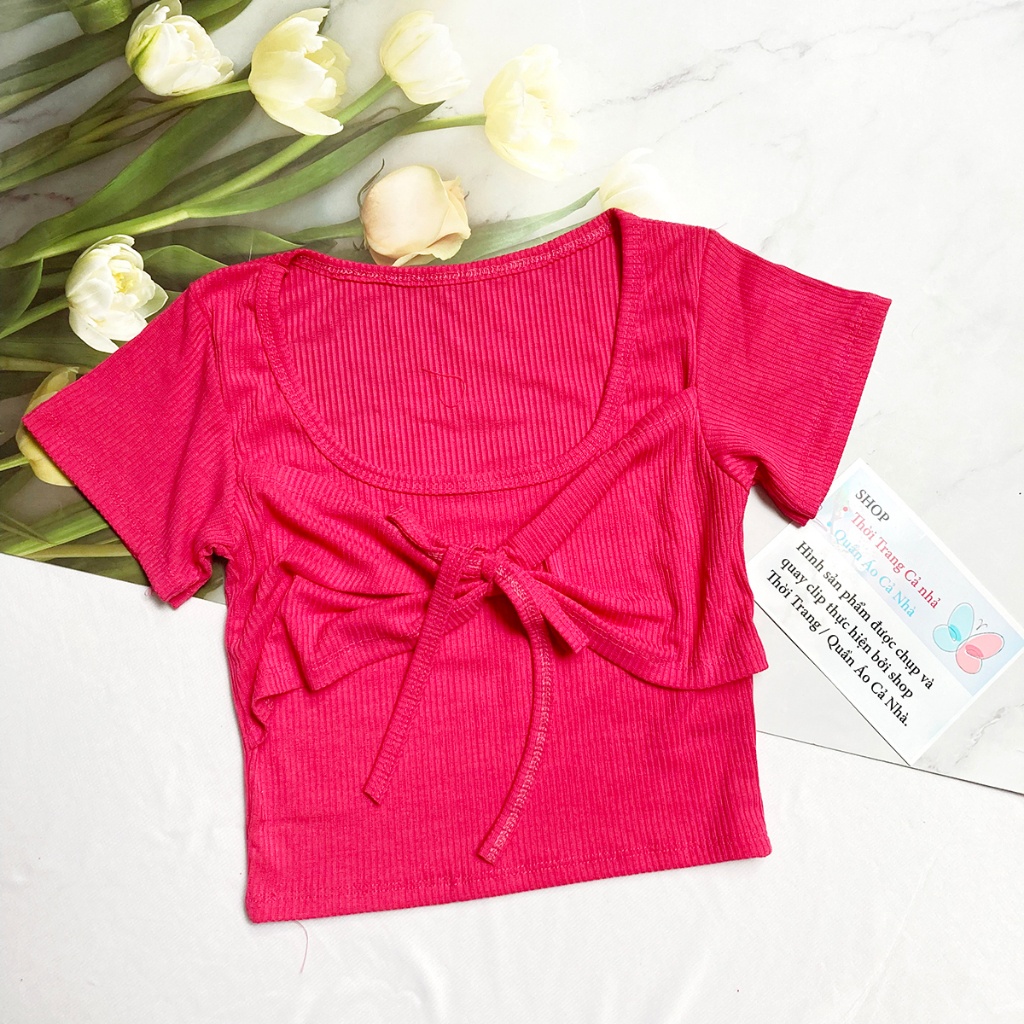 Áo thun tay ngắn freesize từ 35-42kg Thun borip mềm cho Nữ dáng Croptop - AO26