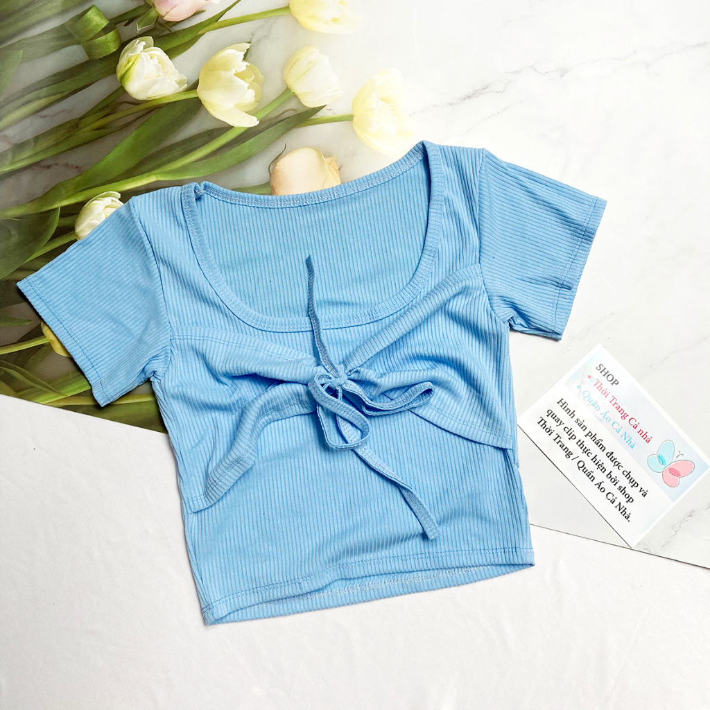 Áo thun tay ngắn freesize từ 35-42kg Thun borip mềm cho Nữ dáng Croptop - AO26