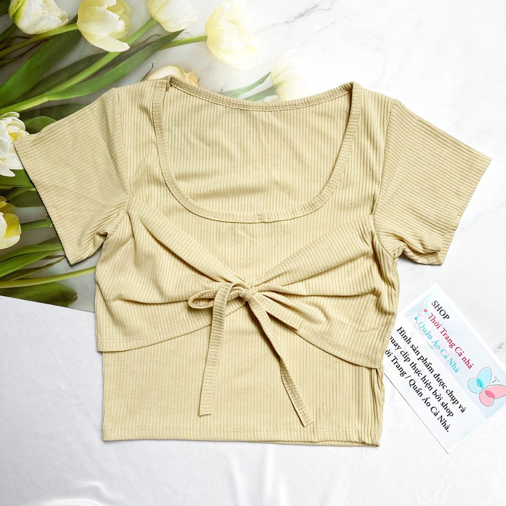 Áo thun tay ngắn freesize từ 35-42kg Thun borip mềm cho Nữ dáng Croptop - AO26