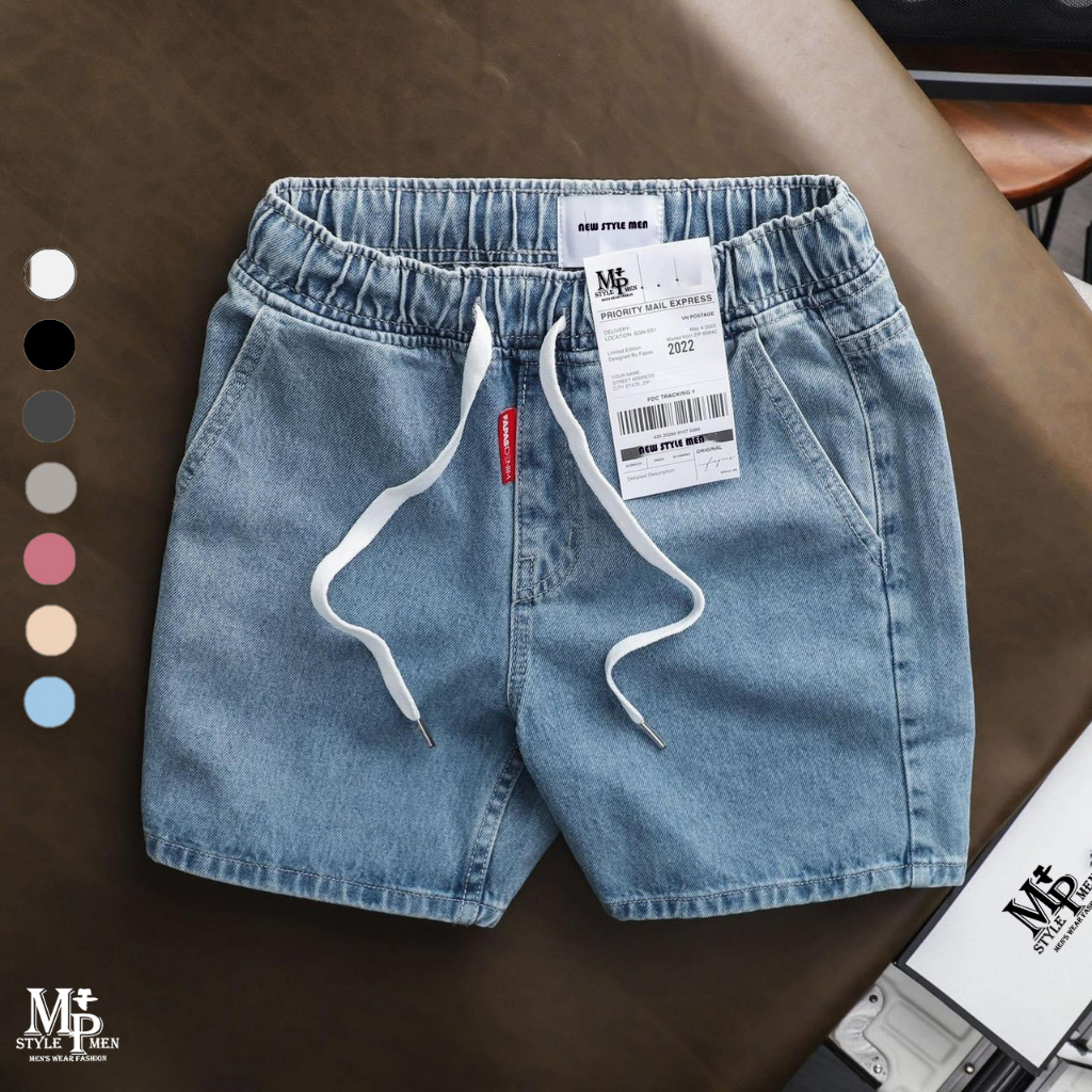FREESHIP-Quần short Jean trên gối chất vải Denim co giản thoải mái đứng form MP MEN 002