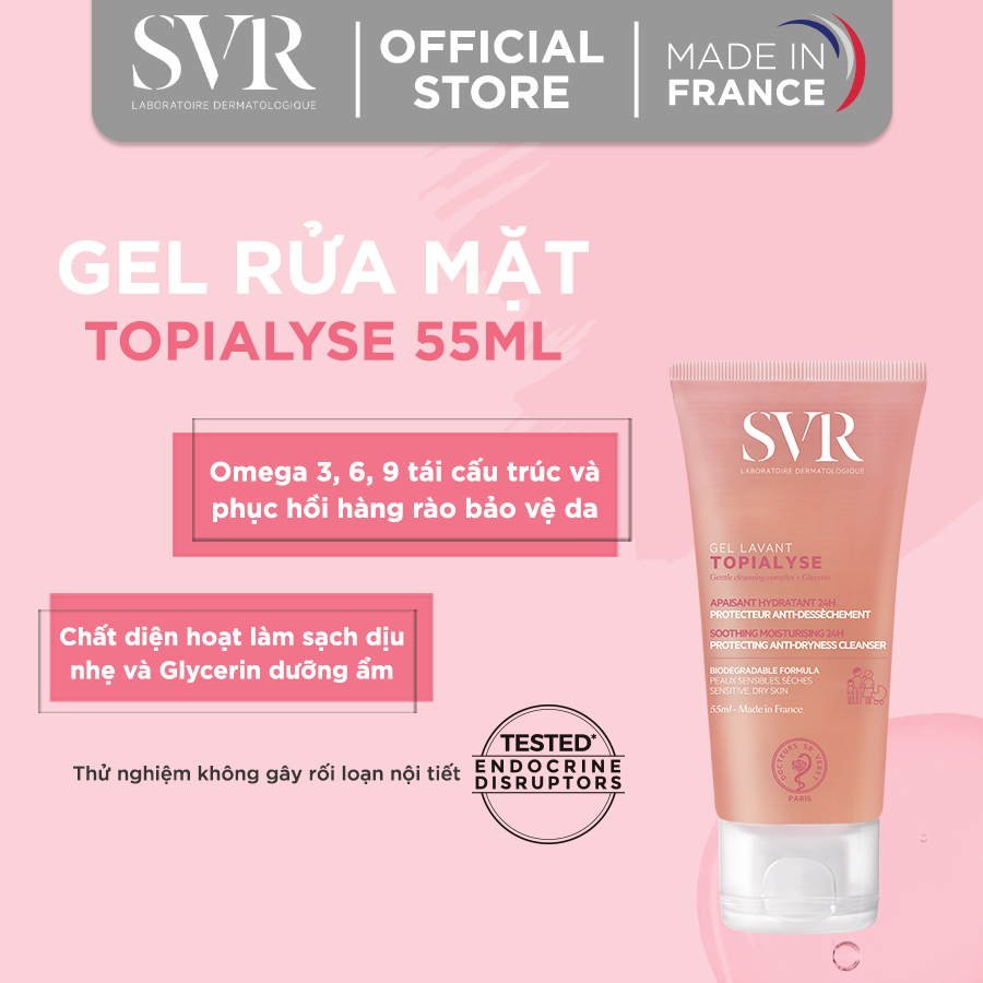 [Hàng tặng không bán] Gel làm sạch không chứa xà phòng SVR TOPIALYSE Gel Lavant 55ml