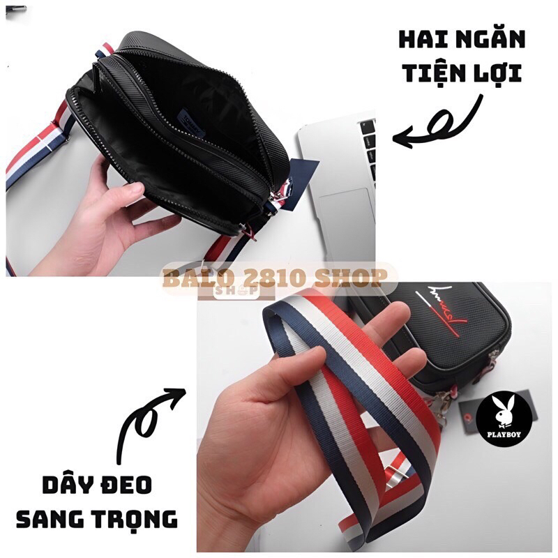 Túi Đeo Chéo Nam Nữ TM Thời Trang Logo Thêu Chất Liệu Da Si Chống Nước Bánh Mì Store Túi Đeo Chéo Tomny