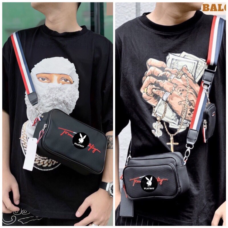 Túi Đeo Chéo Nam Nữ TM Thời Trang Logo Thêu Chất Liệu Da Si Chống Nước Bánh Mì Store Túi Đeo Chéo Tomny