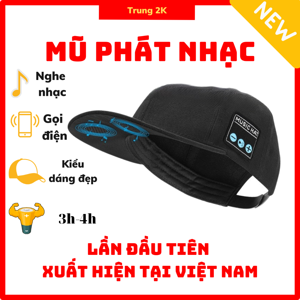 Mũ phát nhạc 2023 ,thế hệ mới , vừa che nắng vừa nghe được nhạc