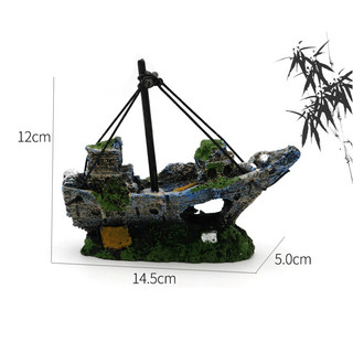 Mô hình tàu đắm gỗ tiểu cảnh trang trí hồ cá,terrarium