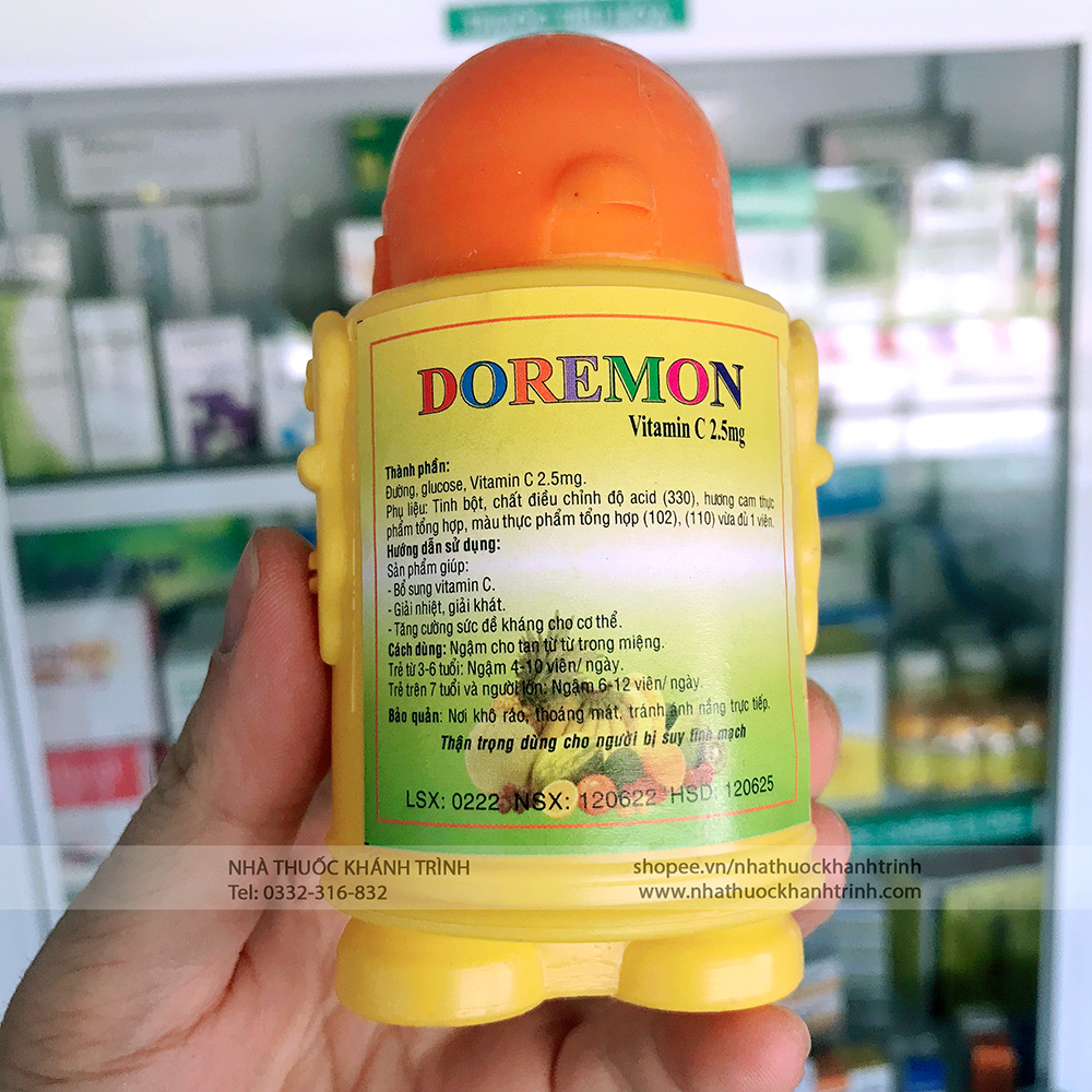 Viên ngậm Vitamin C Doremon 2.5mg, lọ 50 viên