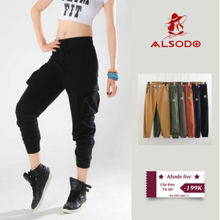 Quần jogger nữ kaki tuyết dãn ống bó đẹp 2 túi hông vnxk - alsodo