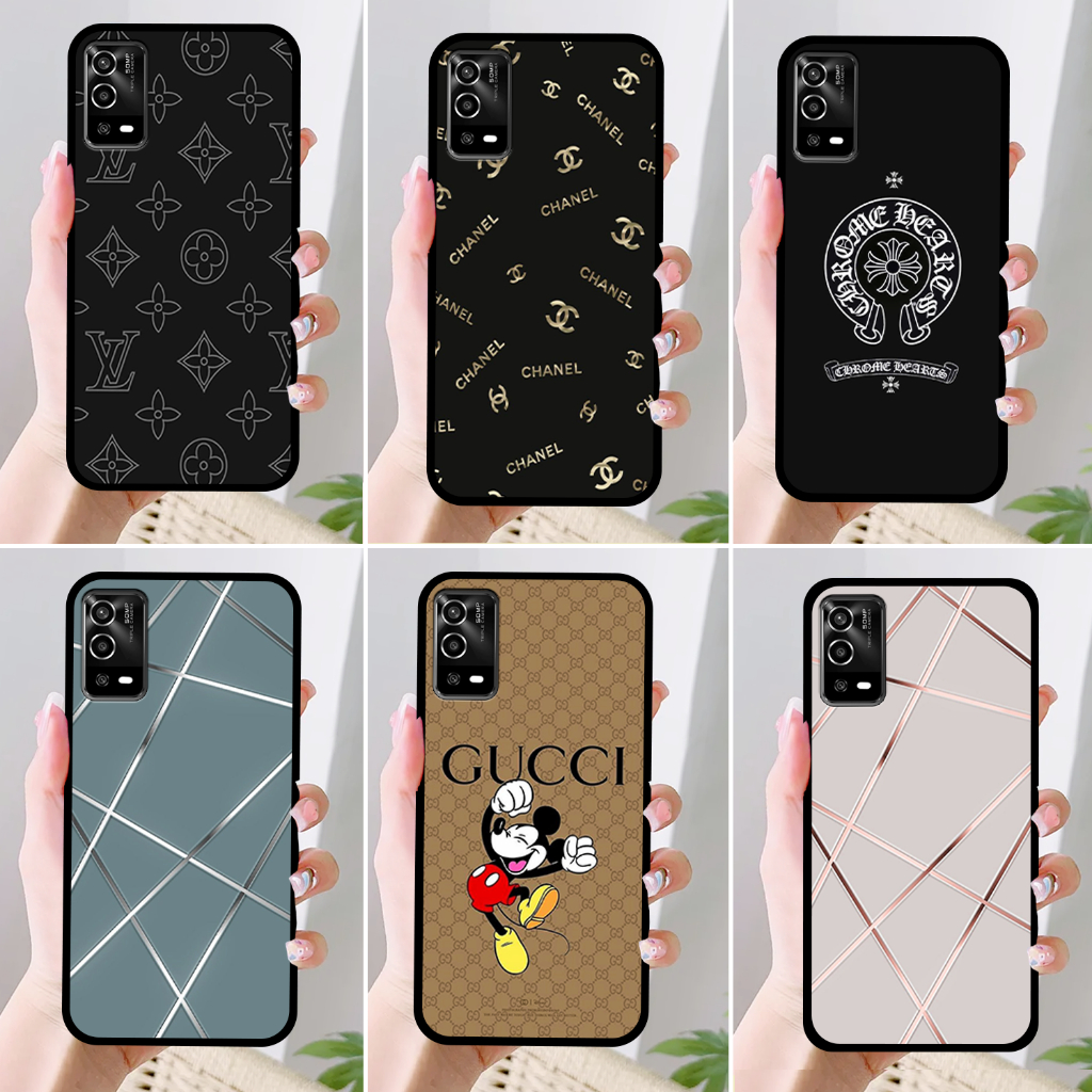 Ốp Oppo A55 IN HÌNH THƯƠNG HIỆU LV, GUCCI, HỌA TIẾT XANH BẠC SIÊU ĐẸP