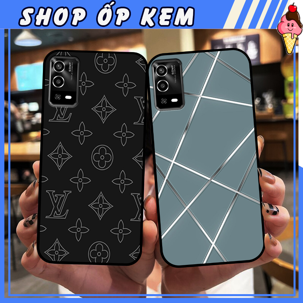 Ốp Oppo A55 IN HÌNH THƯƠNG HIỆU LV, GUCCI, HỌA TIẾT XANH BẠC SIÊU ĐẸP