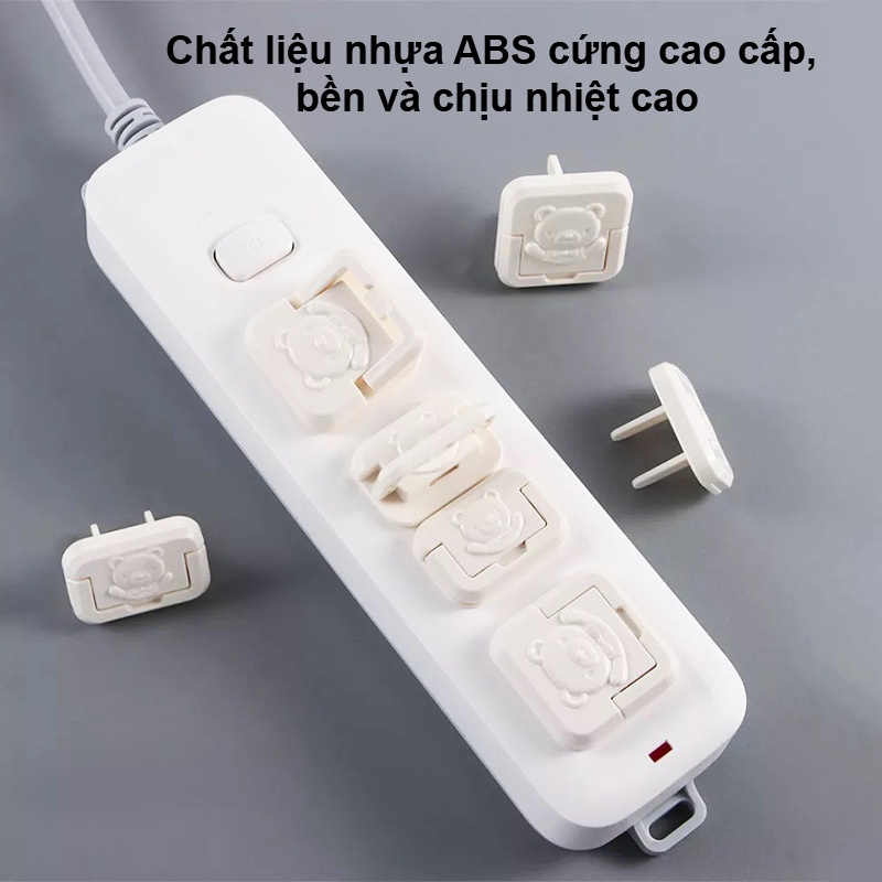 Nút Bịt Ổ Điện An Toàn Cho Bé Chống Giật Hình Gấu Cute ( Miếng Che Ổ Cắm Điện Bằng Nhựa Chống Cháy Chịu Nhiệt Cao )