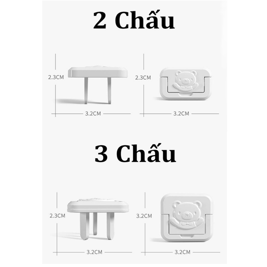 Nút Bịt Ổ Điện An Toàn Cho Bé Chống Giật Hình Gấu Cute ( Miếng Che Ổ Cắm Điện Bằng Nhựa Chống Cháy Chịu Nhiệt Cao )