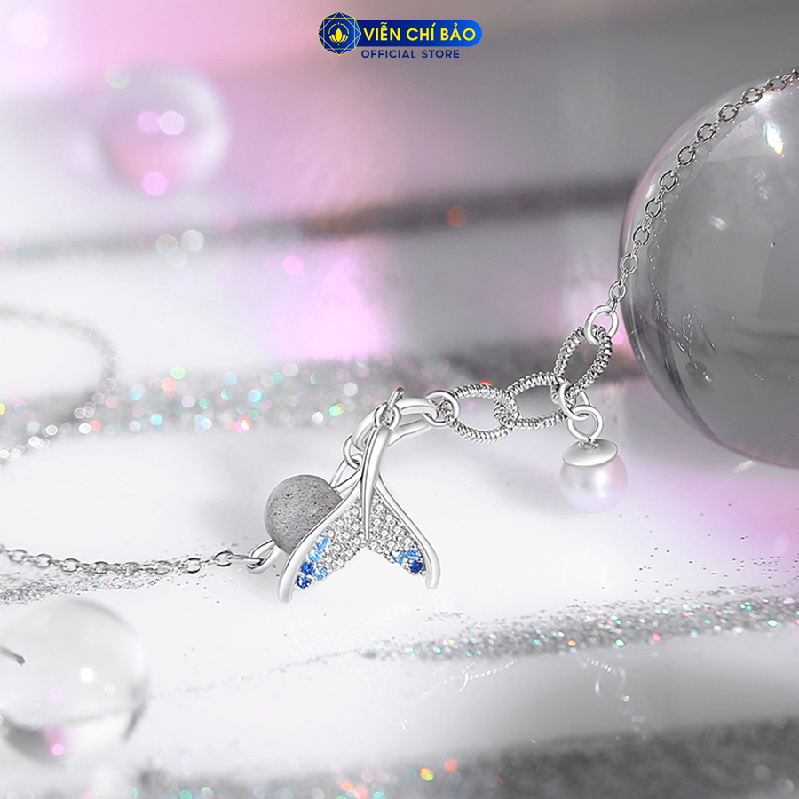 Lắc tay bạc nữ hình đuôi cá mặt trăng mix Trái châu bạc Ý 925 thời trang phụ kiện trang sức Viễn Chí Bảo L000673