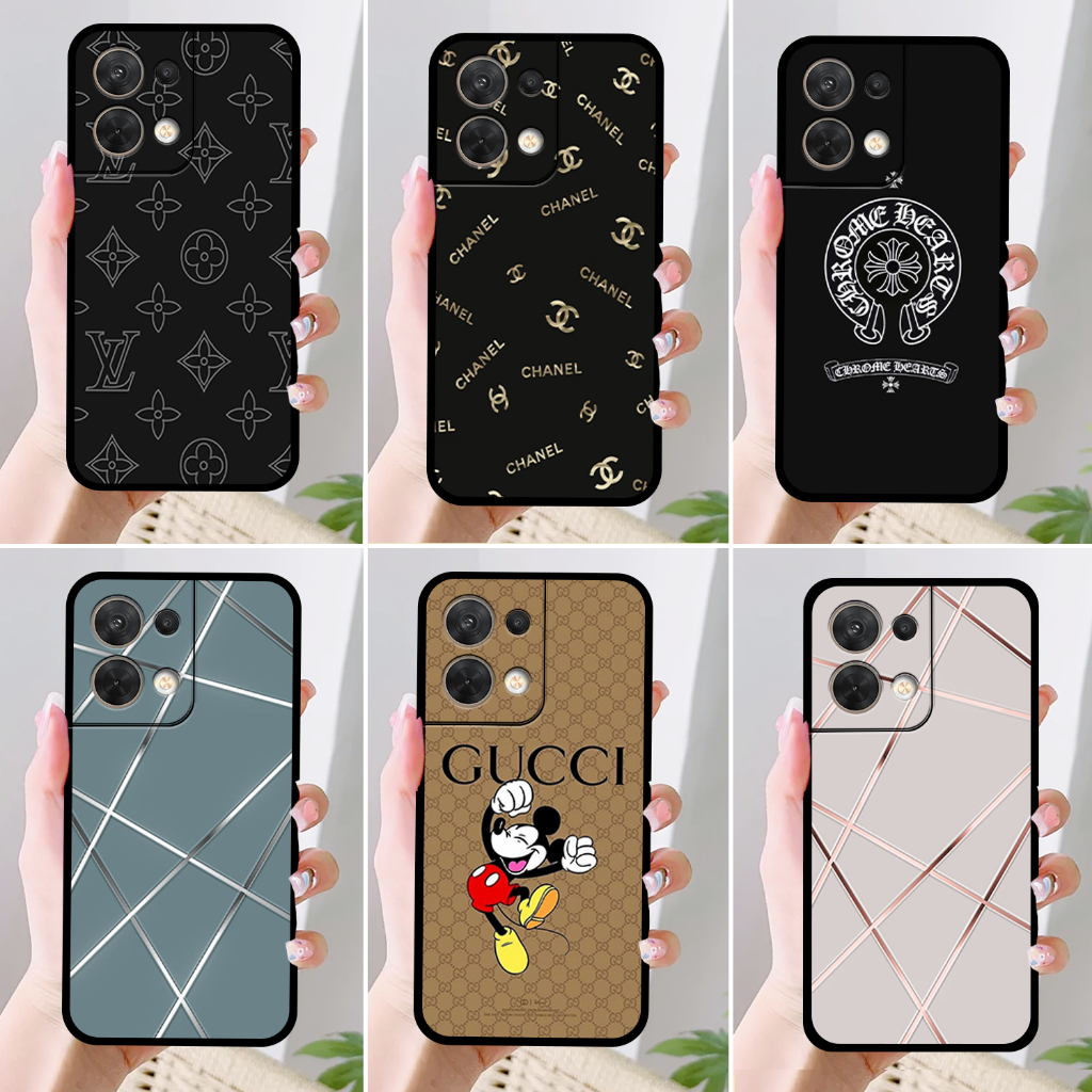 Ốp Oppo Reno 8 4G - Reno 8 5G - Reno 8 Z – Reno 8 Pro 5G IN HÌNH THƯƠNG HIỆU LV, GUCCI, HỌA TIẾT XANH BẠC SIÊU ĐẸP