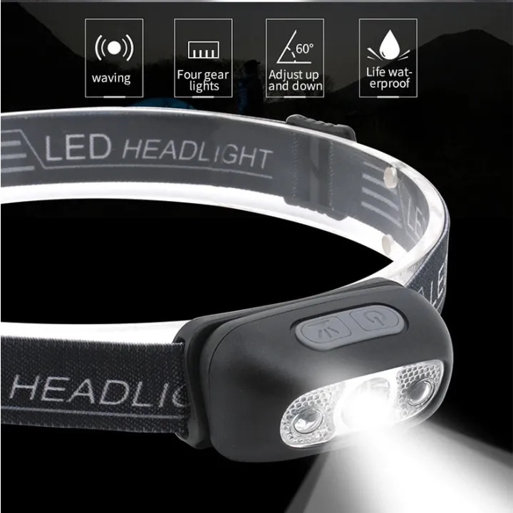 Đèn Pin Cảm Biến Đội Đầu Corisu, Kèm Dây Sạc USB - Bảo Hành 12 Tháng