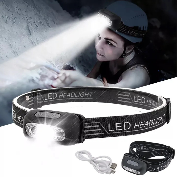 Đèn Pin Cảm Biến Đội Đầu Corisu, Kèm Dây Sạc USB - Bảo Hành 12 Tháng