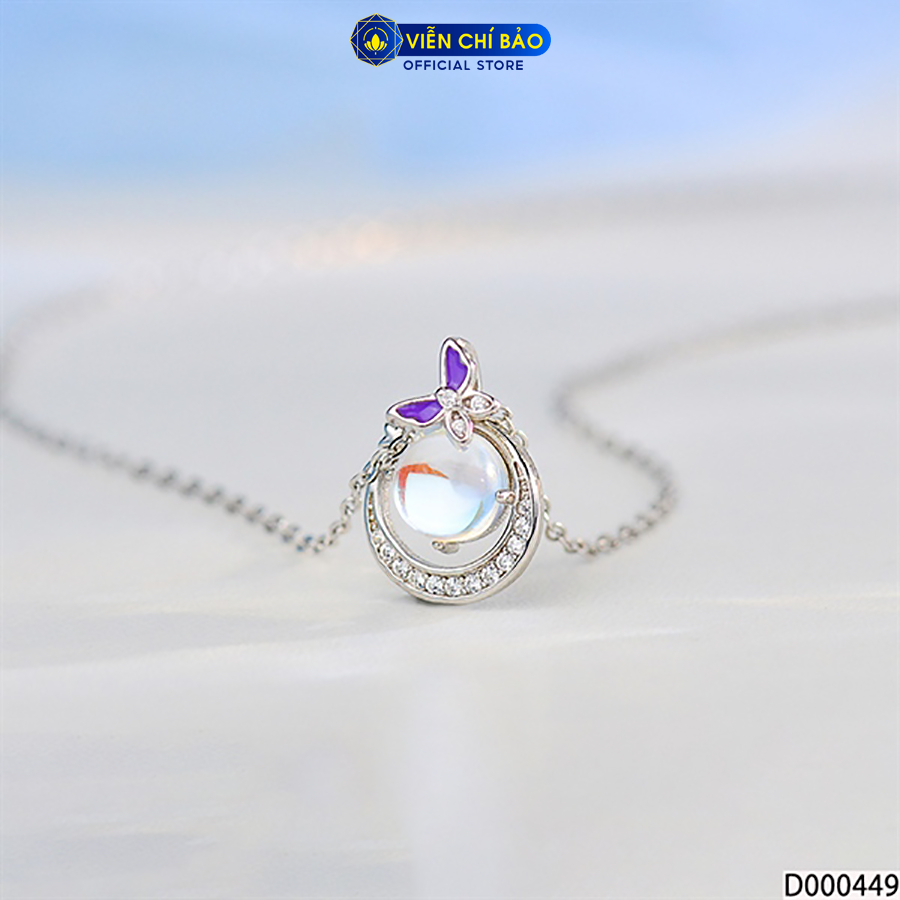 Dây chuyền bạc nữ cánh bướm đá mặt trăng chất liệu bạc Ý 925 thời trang phụ kiện trang sức Viễn Chí Bảo D000449