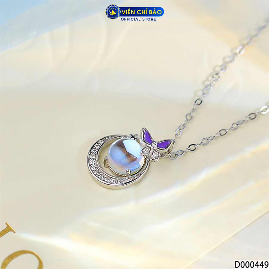 Dây chuyền bạc nữ cánh bướm đá mặt trăng chất liệu bạc Ý 925 thời trang phụ kiện trang sức Viễn Chí Bảo D000449
