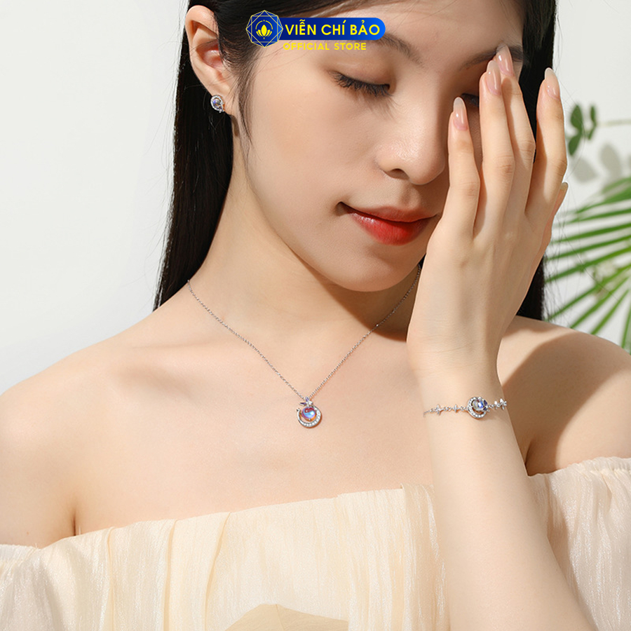 Dây chuyền bạc nữ cánh bướm đá mặt trăng chất liệu bạc Ý 925 thời trang phụ kiện trang sức Viễn Chí Bảo D000449