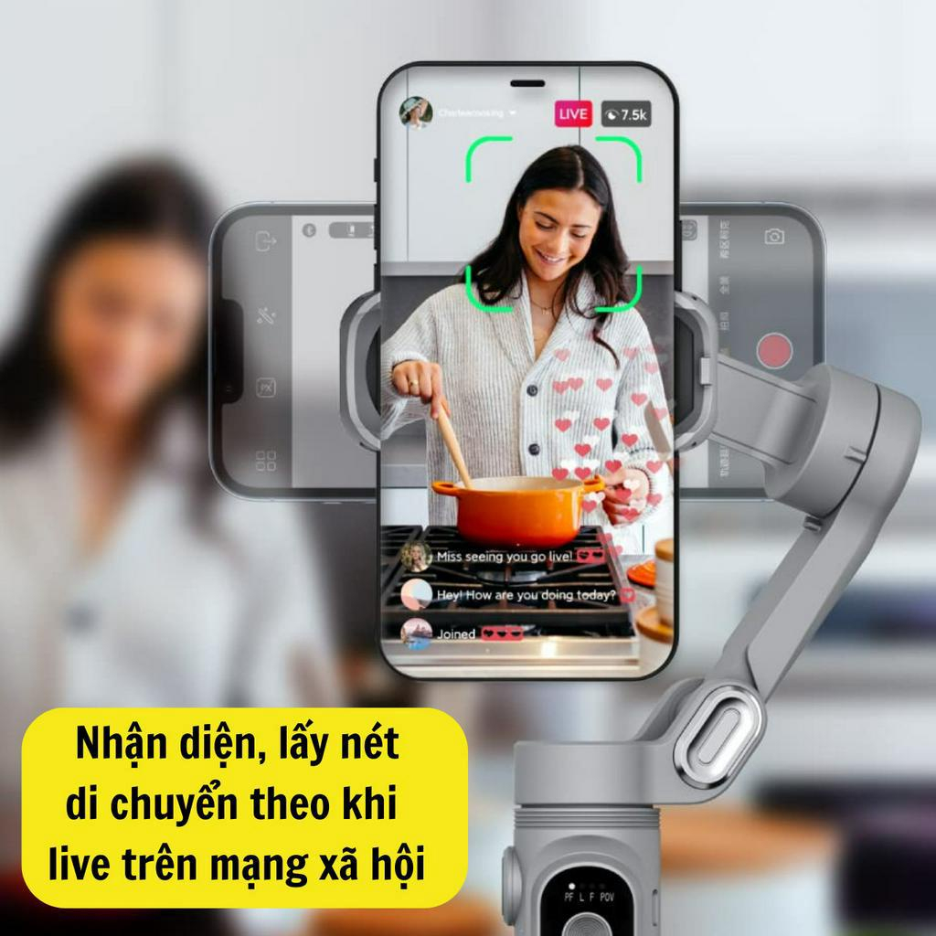 Gimbal chống rung điện thoại Smart X, Gimbal điện thoại theo dõi chuyển động, Điều khiển từ xa, Gymbal chống rung tốt | BigBuy360 - bigbuy360.vn